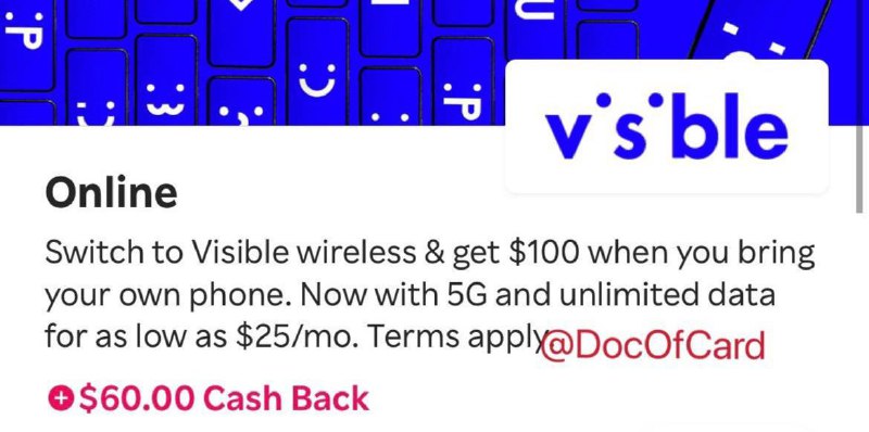#Visible #Deals🆕3/26更新：chase offer用来交第二个月visible话费也能触发🆕3/11更新：多人投诉后，Rakuten返现已经开始陆续发放，Visible和Blackhawk的扯皮结束，$100返现卡也开始陆续到账🆕3/6更新：Visible被撸坏了，Rakuten 返现变0了，$100的byod也给不出了，还没拿到$100的可能要翻车🆕3/1更新：$60返现结束，现在只有$20🆕2/27更新：Rakuten的Visible返现再次涨到$60，持续到3月1日💹总结：一个🌰❶ Pixel 4A5G：$480 + 税- $60 Rakuten 返现(截止4月1日)- $20 Rakuten新用户奖励- $200返卡- $30 Amazon Fire TV Stick(折价)(-$25 Chase信用卡)+ $65 Visible 月租(首月40，次月组队25)= $235 + 税👀相关：Visible BYOD拿$100👉🏿 @DocOfCard