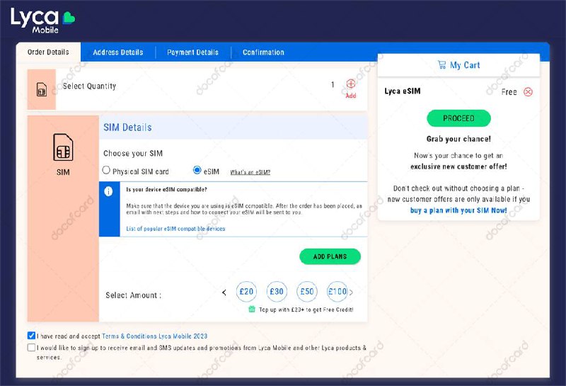 Lyca Mobile UK eSIM 英国韭菜卡#LycaMobile🆕5/14更新： 免费 eSIM 现在需要绑卡验证了几年前我最早介绍过的0元美国保号卡 Lyca Mobile US，后来经历取消免费套餐、要求老用户改10刀套餐、切断漫游等割刀操作后，发现韭菜都跑光了，现在换到 UK 又搞了个免费卡，准备再割一茬✔️ lycamobile.co.uk/en/order-free-sim • 支持 eSIM • eSIM 转移手机需要联系客服▎保号要求 • 120 天内有余额变动，也可以通过拨打 *139*9999# 交年费 £5 来保号 [DP]▎漫游费用 [官网] (中国大陆 → 英国) • 收短信：免费 • 发短信：48p/条 • 拨打电话(UK)：£1.27/分钟 • 拨打电话(CN)：£2.1/分钟 • 接听电话：96p/分钟 • 漫游流量：13p/MB点评：想 0 元体验 eSIM 可以试试，递脖子前请三思相关: Vodafone UK PayGo eSIM 英国保号卡✔️@DocOfCard / 漫游卡合集
