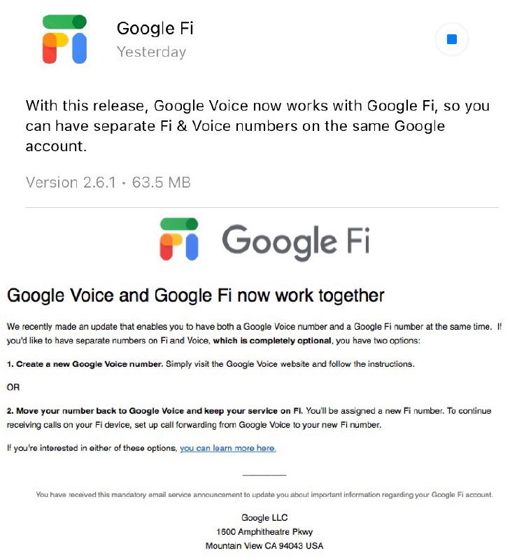 Google Voice和Google Fi现在可以共存了#GoogleFi #GoogleVoice👉🏿 Google现在允许Voice和Fi共存于同一帐户，并且Voice语音可以转发到Fi号码上👉🏿 