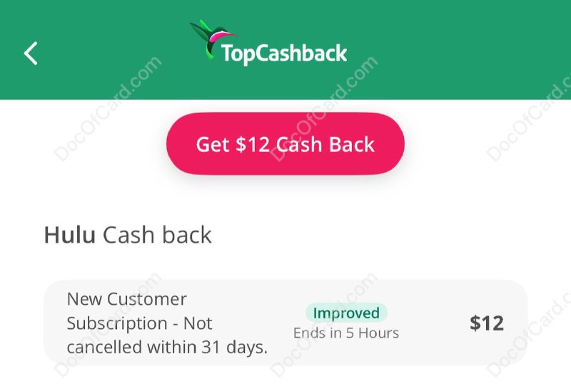 TopCashBack Hulu 新用户 $12 返现#TopCashBack截止 11:59 PM PST on 11/27/24  已结束✔️ 