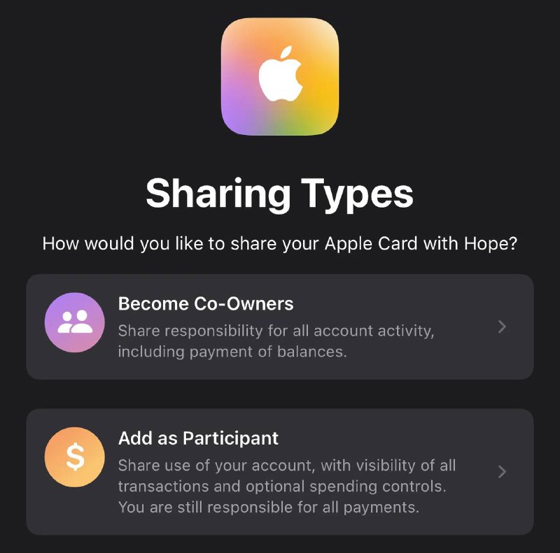 #AppleCard #金属卡🆕5/24/21更新：Apple Card Family Share正式上线(iOS 14.6) • 副卡无需SSN即可拿钛金实体卡[DP] • 主卡可为副卡可自定义限额[DP] • 如果想通过副卡建立信用，需要接受邀请的时候填入SSN/ITIN