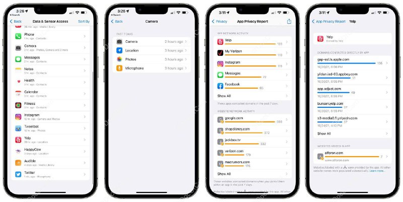 iOS 15.2 Developer Beta 更新，应用程序隐私报告查看功能终于来了#iOS #Privacy👉🏿 iOS原生应用程序隐私报告查看功能包含：数据与传感器访问、APP网络活动、网站网络活动、访问最多的域名4种报告 • 需要更新iOS 15.2 Developer Beta • 设置 → 隐私 → 应用程序隐私报告本文来源：