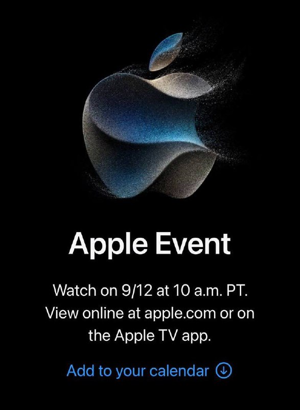 #AppleSeptember 12, 2023 at 10:00 a.m. PT.✔️ Add to calendar