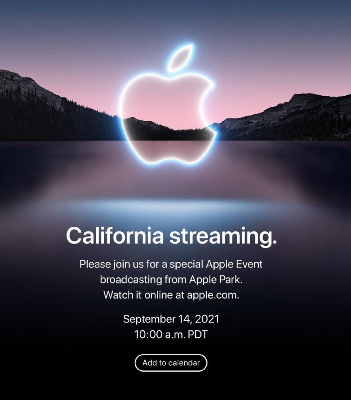 #AppleSeptember 14, 2021 at 10:00 a.m. PDT.✅ Add to calendar