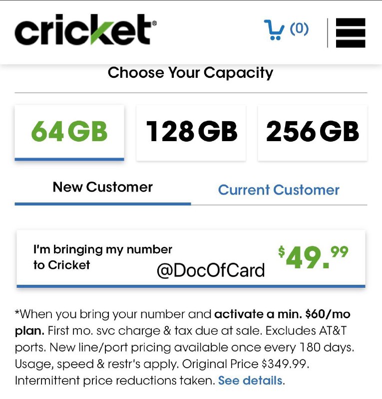 Cricket $49 iPhone SE优惠回归不要错过#Cricket #iPhone #Deals🆕6/21更新：价格降到了0但需预付3个月月租🆕1/12更新：价格再次来到$49但需预付两个月月租🆕12/23更新：群友[DP]iOS 14有锁机 iccid黑解 回归，最新iccid号：89014104279605344555🆕12/21更新：确认可以漫游激活并开启WiFi Calling✅ 之前通过本频道[$40 rakuten邀请]注册还没用过的不要错过，新邀请奖励只有$20了！⓵ 先准备一个非AT&T号码(比如Tello、万能eBay)的account number 和pin用于port⓶ 拿到一个$25 referral link(也可以和朋友要或eBay搜索或self refer)，打开链接填入邮箱后拿到unique code⓷ 从Rakuten$5返现链接进入（还没有注册Rakuten的新用户通过这个链接注册奖励$20）Cricket网站购买 iPhone SE 2020 64GB，加入$60的Plan，转移号码使用带返现的卡付款⓸ 收到手机并[激活]后，马上登录Cricket网站或APP，在