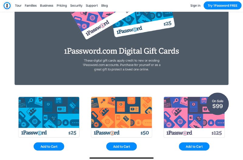 1Password推出礼品卡👉🏿 
