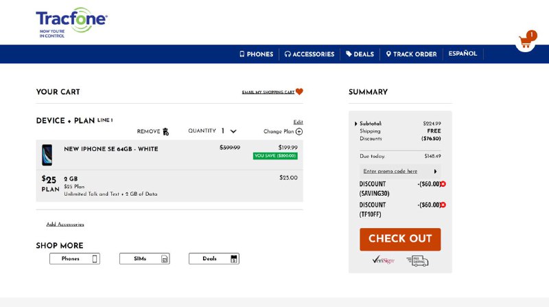 iPhone SE 2020 $98/103(有锁)#iPhone #deal🆕11/19更新：TracFone 红色款有货了，优惠码 SAVING30 重新复活可用 又无货了🆕11/19更新：优惠码已失效———————————👉🏿 群友[DP]iPhone SE 2020有锁机的两个新优惠⓵ 通过 这个链接 新注册Rakuten (或者之前在这里注册过Rakuten还未完成首单购物的用户)，通过Rakuten的4%返现链接进入NET10/TracFone网站购买，这样可以获得4%返现+完成$40的新用户奖励+同时完成[安装Rakuten浏览器插件$20奖励]活动⓶ NET10：iPhone SE 2020 64G $199.99 + 30 Day Plan $20 - 优惠码 SAVING30 - 优惠码 NT1OFF = $143.99 - $5.8 Rakuten 4%返现 - Rakuten $40新用户奖励 = $98或⓶ TracFone： iPhone SE 2020 64G $199.99 + 30 Day Plan $25 - 优惠码 SAVING30 - 优惠码 NT1OFF = $148.49 - $5.96 Rakuten 4%返现 - Rakuten $40新用户奖励 = $103⓷ Rakuten老用户只能试试TopCashBack的12%返现，但不确定给不给注意：解锁需要使用plan一年，不值得，一般直接卡贴、当iPod或者trade in换新机👉🏿 @DocOfCardiPhone SE 2020 $98/103(有锁)#iPhone #deal🆕11/19更新：TracFone 红色款有货了，优惠码 SAVING30 重新复活可用 又无货了🆕11/19更新：优惠码已失效———————————👉🏿 群友[DP]iPhone SE 2020有锁机的两个新优惠⓵ 通过 这个链接 新注册Rakuten (或者之前在这里注册过Rakuten还未完成首单购物的用户)，通过Rakuten的4%返现链接进入NET10/TracFone网站购买，这样可以获得4%返现+完成$40的新用户奖励+同时完成[安装Rakuten浏览器插件$20奖励]活动⓶ NET10：iPhone SE 2020 64G $199.99 + 30 Day Plan $20 - 优惠码 SAVING30 - 优惠码 NT1OFF = $143.99 - $5.8 Rakuten 4%返现 - Rakuten $40新用户奖励 = $98或⓶ TracFone： iPhone SE 2020 64G $199.99 + 30 Day Plan $25 - 优惠码 SAVING30 - 优惠码 NT1OFF = $148.49 - $5.96 Rakuten 4%返现 - Rakuten $40新用户奖励 = $103⓷ Rakuten老用户只能试试TopCashBack的12%返现，但不确定给不给注意：解锁需要使用plan一年，不值得，一般直接卡贴、当iPod或者trade in换新机👉🏿 @DocOfCard