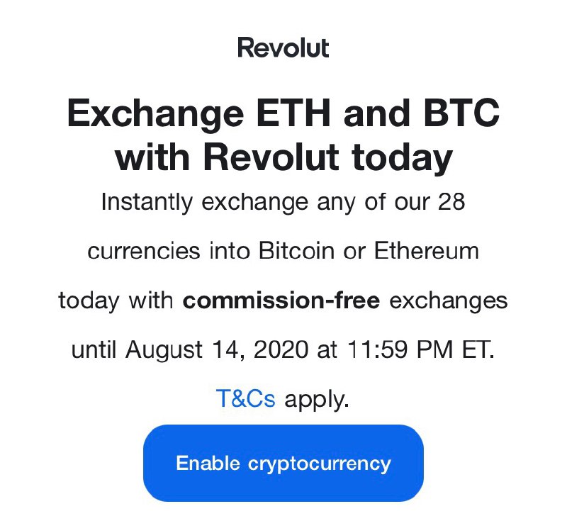 #631 7/15更新：Revolut US正式支持比特币和以太币买卖，汇率实时变化，支持实时买入卖出 [T&Cs]