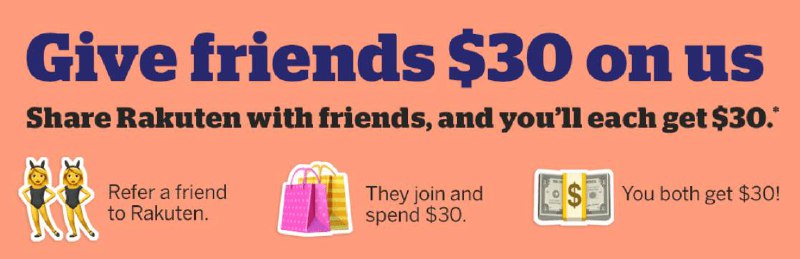返现网 Rakuten限时$30 /3000MR邀请奖励#Rakuten #Ebates截止时间：5月13日 • (用美国🇺🇸IP)通过 邀请链接 注册账户，并且90 天内通过Rakuten消费$30，可以获取$30/3000MR奖励(非活动期间只有$10) • Rakuten允许用户将自己的账户转为赚取 AmEx MR 点数：