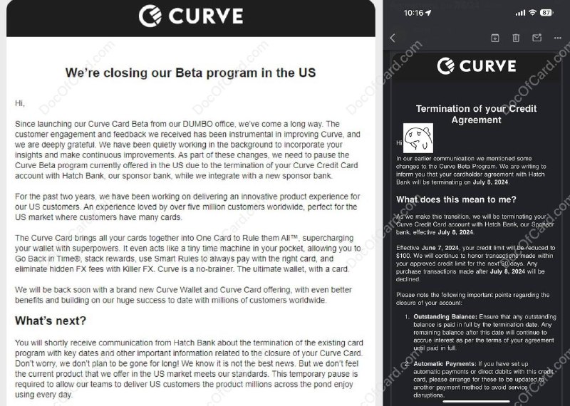 #Curve 🆕6/8/24更新: Curve US [彻底无了] ，6/7调低额度至100USD，7/8正式关闭 [DP]PS：4月份关户前还 [收集] 了一波 US ID✔️@DocOfCard / 🇺🇸美卡合集