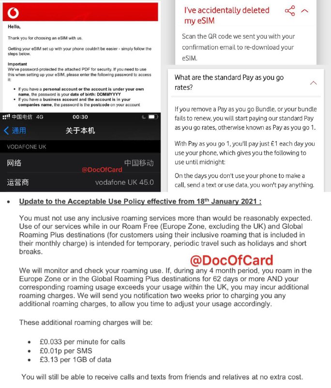 英国保号卡Vodafone UK PayGo eSIM#Vodafone UK #eSIM✔️1/1/2023：本文后续更新将放在博客上：