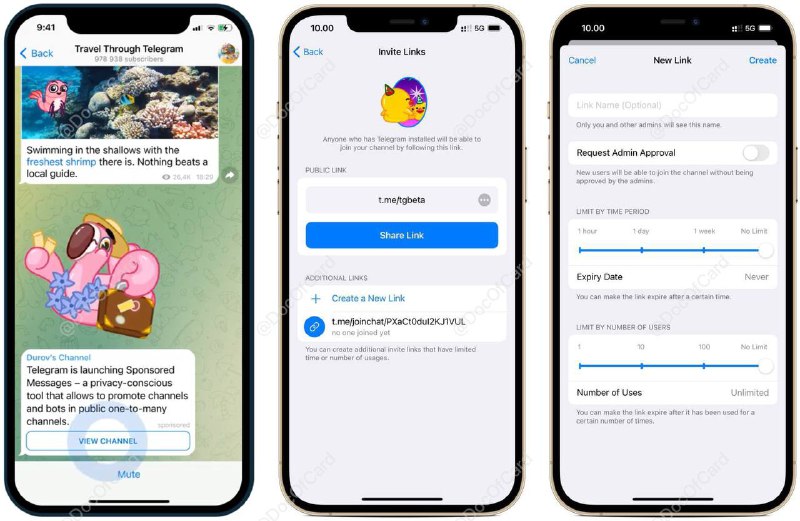 Telegram 频道将开始插入官方广告#Telegram🆕12/17/24更新: Telegram 现在开始在频道帖子之间插入广告🆕12/1更新: Telegram [提醒] ，不支持官方广告的telegram版本将被断开连接● Telegram频道将推送 「官方广告」 • 官方广告将显示在 订阅数 > 1000 的公共频道 中，限制为160个字符 • 广告商可以选择显示其广告的语言和大致主题，还可以选择显示特定广告的特定频道 • 广告商需支付最低200万欧元的预付款，其中100万欧元作为保证金，如果合同终止，且前12个月内的广告支出低于1000万欧元，则保证金不退 • 广告管理平台： promote.telegram.org • 广告不会出现外部链接 • Telegram不会跟踪用户是否点击广告 • 广告需要经过Telegram团队审核 • 在广告可以平衡运营开支后，Telegram将与频道分享广告收入✔️@DocOfCard / DocOfCard.com