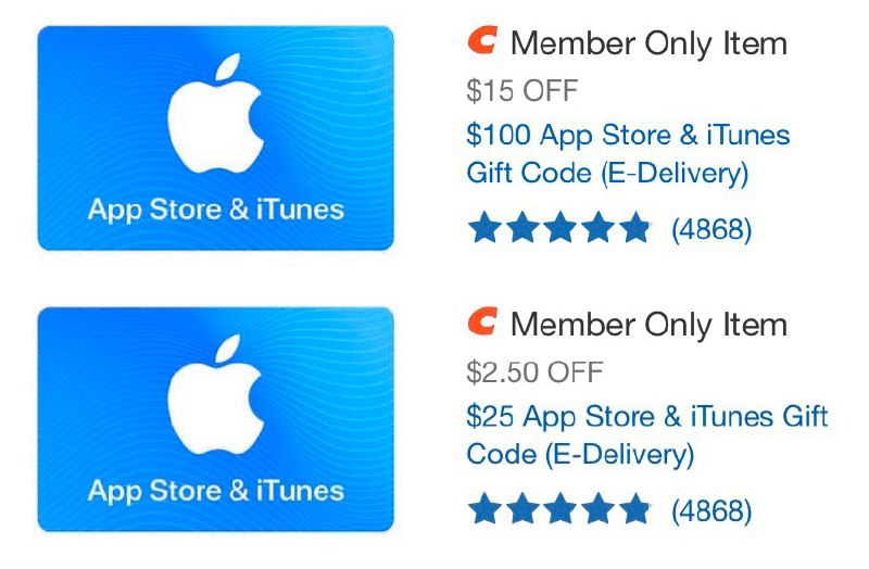 Costco: $100 iTunes Giftcard For $79.49 Or $25 For $21.49#deal #AppStore👉🏿 Direct link to offer