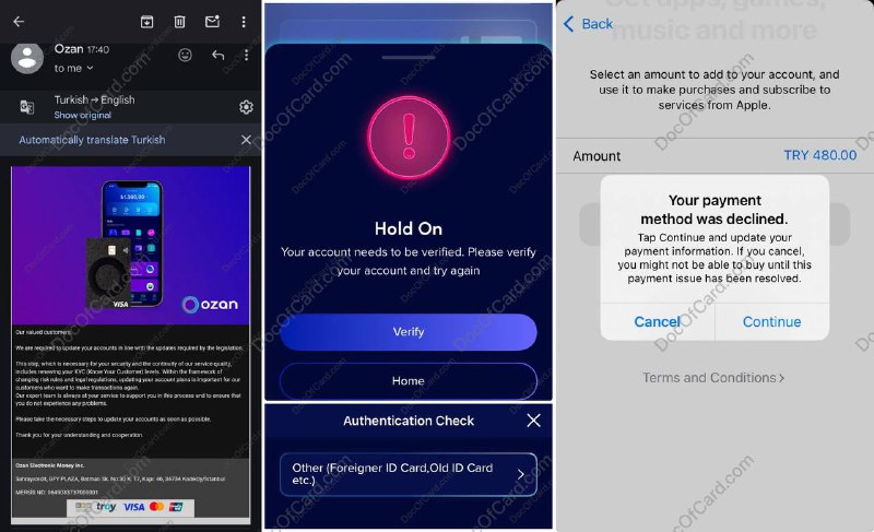 Ozan 彻底关车门，顺便吞了你的钱#ozanOzan 邮件通知，所有外国护照实名的 Super plan 都需要在 app 里重新做 KYC [DP] ，目前的情况是： • app 里所有的 Ozan 卡都没有了 • 以前保存的卡号信息不能消费了 • 重做 KYC 需要土耳其 ID 拍摄视频✔️@DocOfCard / 银行账户卡合集