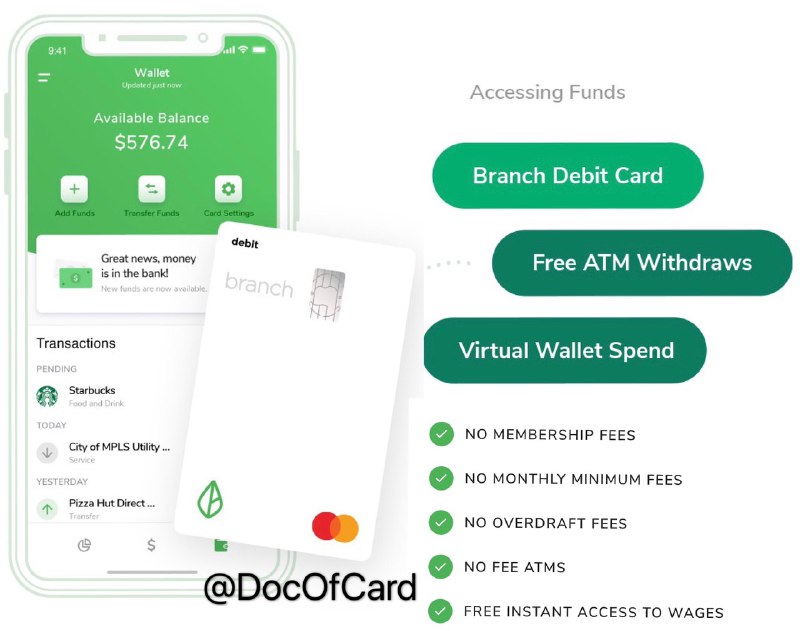 美国虚拟银行Branch介绍#branch #数字银行🆕5/10/21更新：已经关闭个人注册[DP] • 下载APP后直接注册(美国ip)开户 • 注册需要SSN/ITIN后4位 [DP] • 不需要地址证明 • 无月租费，无透支费，无ATM费 • 开户成功后APP即显示卡号和CVV • 有Checking 账户 • 有实体卡BIN：515554 [DP] • 支持Debit充值和Direct Deposit [DP] • 支持Apple Pay, Google Pay • 支持Plaid[DP]，可以绑定[Privacy] • 和 Evolve Bank & Trust 合作发卡 • Banking Services provided by Evolve Bank & Trust, Member FDIC👉🏿 “unexpected error”：无法通过ITIN查询信报，输入完整ITIN号码，并提供护照后开户成功 [DP]👉🏿 官网：