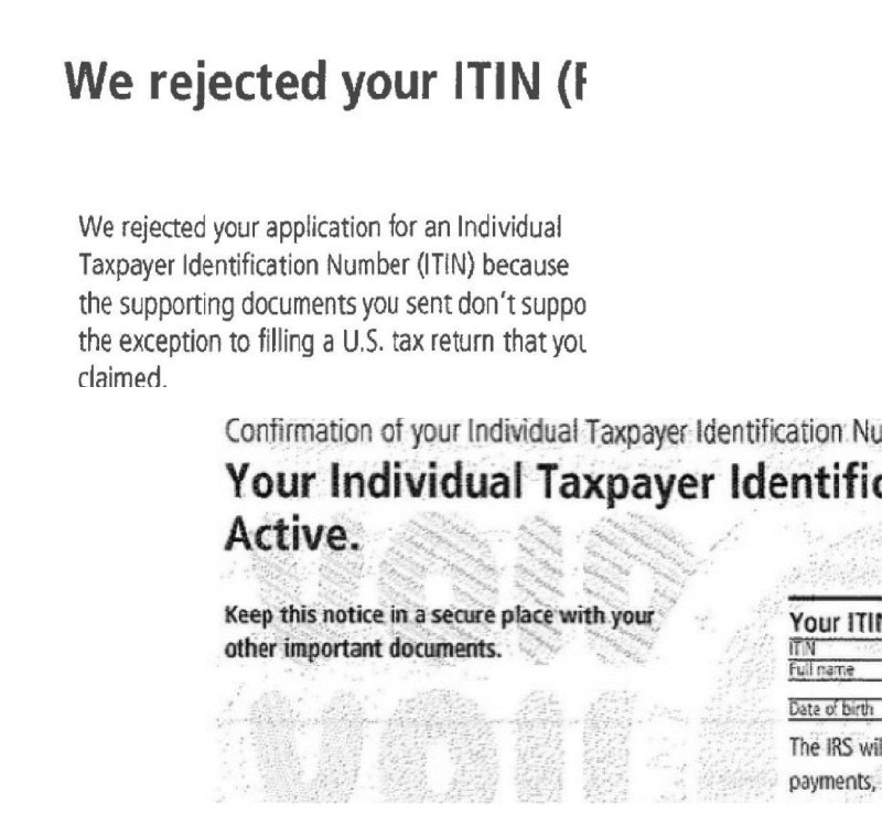 #ITIN通过KDP信+护照(公证复印件)申请ITIN的结果陆续收到，YMMV有人成功[DP]，有人失败[DP]，欢迎群里反馈更多DP • 护照公证复印件IRS是否接受YMMV • KDP信IRS是否接受YMMV • 邮寄地址填美国收信没有问题 • 更多👉🏿 👀相关：ITIN介绍👉🏿 👀所有银行账户卡合集 👉🏿 @DocOfCard