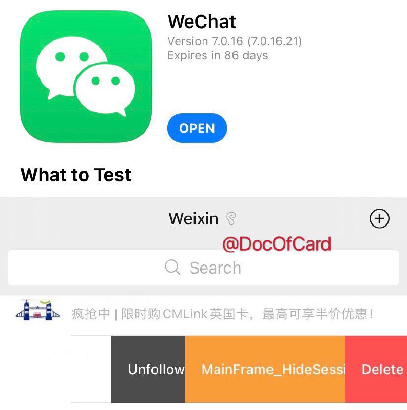 WeChat和TikTok TestFlight 链接#WeChat #TestFlight➀ WeChat：版本 v7.0.16