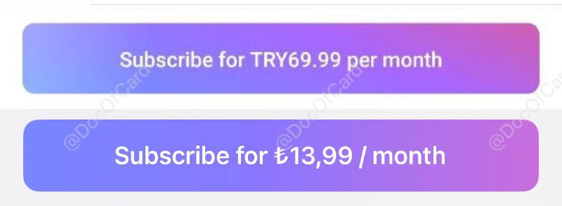#Telegram telegram 大会员 Android 土区内购已涨价 • Android 土区新用户内购价₺69.99/月，现有用户续费目前还没变也涨了 • iOS 土区内购价₺13.99/月目前还没变新用户内购价同样涨价到了₺69.99/月，现有用户续费目前还没变也涨了✔️@DocOfCard