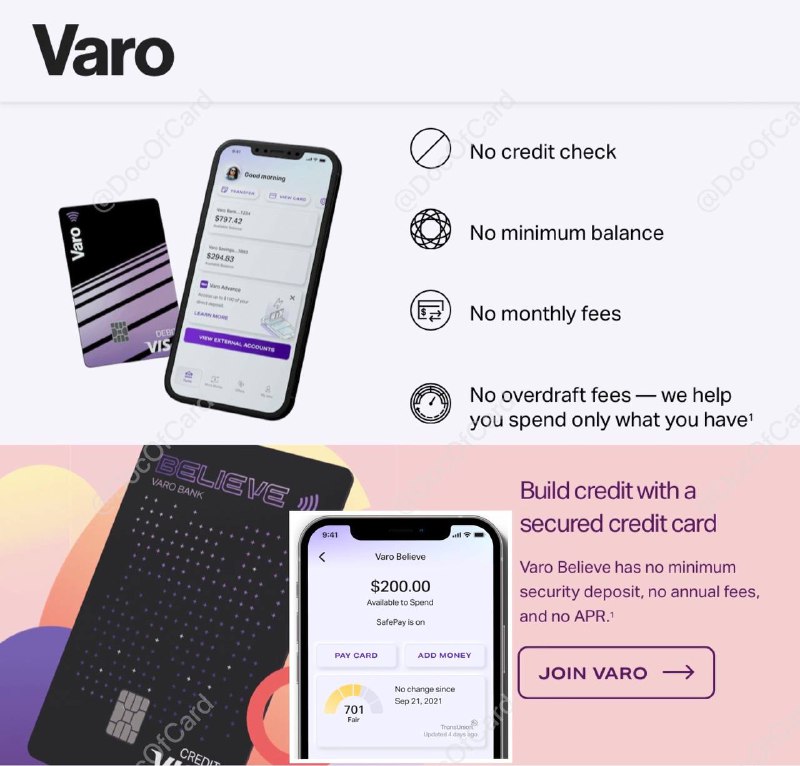 Varo Bank数字银行、押金卡#Varo #数字银行成功：ITIN+信用记录, DP, DP2, DP3👉🏿 Bank Account Services provided by Varo Bank, N.A. Member FDIC • 开户要求SSN/ITIN • 美国IP、地址、mobile手机号 • 无HP，建议1年以上信用记录再试 • 有可能：秒开、人脸护照验证、秒拒 • 无月租、无存款要求、无FTF • 非 Allpoint® ATM 取现收费 $2.50 • 不要在这些国家/地区IP使用 [官网]✅ 