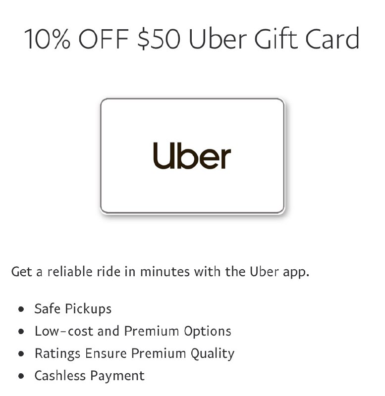 PPDG: $50 Uber eGiftcard for $45👉🏿 
