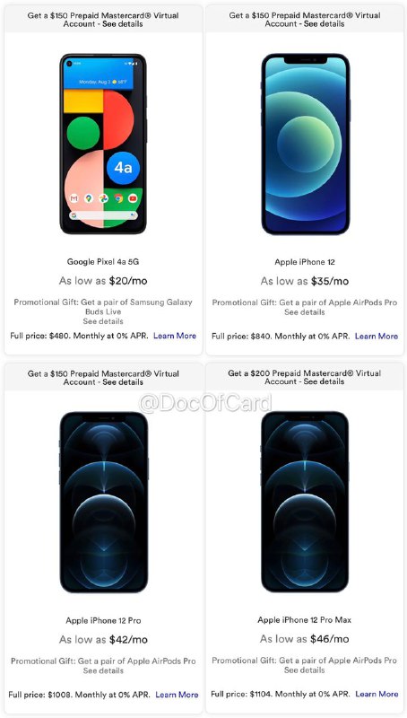无脑冲：Visible买手机送返现卡送耳机#Visible #iPhone #Pixel🆕11/29更新：10%返现没了，Pixel 4A5G 只给$100礼卡了，iPhone 12礼卡涨到$200了👉🏿 Visible优惠升级，耳机更换为AirPods Pro，Rakuten还可以拿到10%返现！准备工作： • 关闭浏览器的 广告屏蔽插件比如adblock  • (如果有)清空Visible购物车 • 准备一个用来转号的号码：可以[eBay]买 • (最好)准备好美区PayPal和美国卡开始购买： ⓵ 通过[$40邀请链接]注册Rakuten，并下载安装Rakuten的[Chrome浏览器插件] ⓶ 在Rakuten网站顶部搜索Visible，通过10%返现链接进入Visible购买⚠️观察浏览器插件图标状态，判断返现有没有中断⚠️ 整个购物过程必须在当前通过返现链接打开的页面中完成 ⓷ 配送地址和信用卡账单地址必须一致，通过PayPal付款成功率更高(不支持AmEx) ⓸ Visible月费$40，但是通过PartyPay加上3个好友可以降低到每月 $25，直接付清2个月月租即可马上拿到返现卡和耳机⚠️注意： • Visible支持eSIM[DP] • 手机无锁，无合约，无国际漫游 • 拿到返现需要使用 8 周，而按照过往经验，直接付清2个月月租一周后即可提前拿到返现卡 [DP]💹总结：（两个🌰，也可以选其他的📱）❶ Pixel 4A5G：$480 + 税–$52 Rakuten 10%返现-$40 Rakuten新用户奖励(截止12/25)-$150返卡-$100 Samsung Galaxy Buds Live+ $65 Visible 月租= $203 + 税❷ iPhone 12 Pro Max 128G：$1104 + 税- $114 Rakuten 10%返现- $40 Rakuten新用户奖励(截止12/25)- $200 返现卡 - $200 Apple AirPods Pro(- 信用卡返现)+ $65 Visible 月租= $615 + 税👉🏿 Verizon 5G data is coming to Visible👉🏿 @DocOfCard