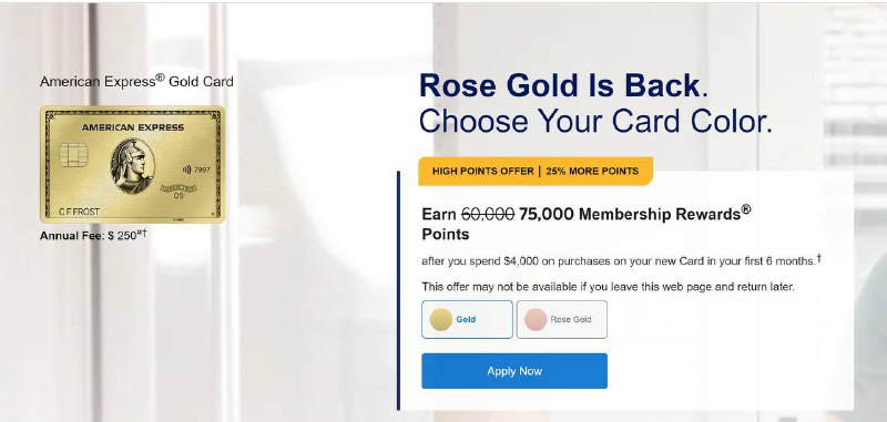 AmEx Gold Card 75k public offer#AmEx #金属卡✅ 